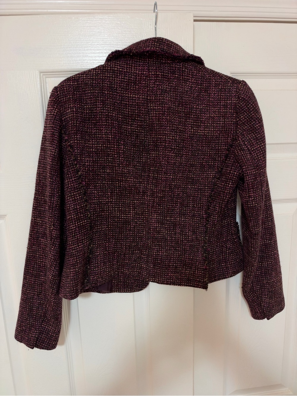 Ann Taylor Plum Purple Tweed Cropped Blazer, Size 4 Petite - Picture 5 of 5